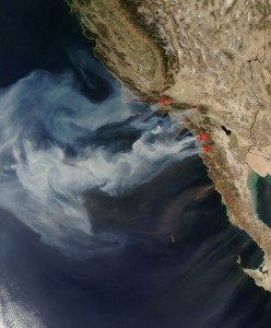 Satellite image of 2007 wildfires